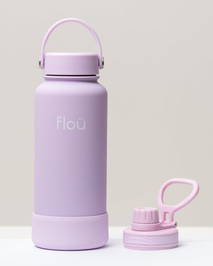 32 oz lilac double wall insulated water bottle with 2 lids.